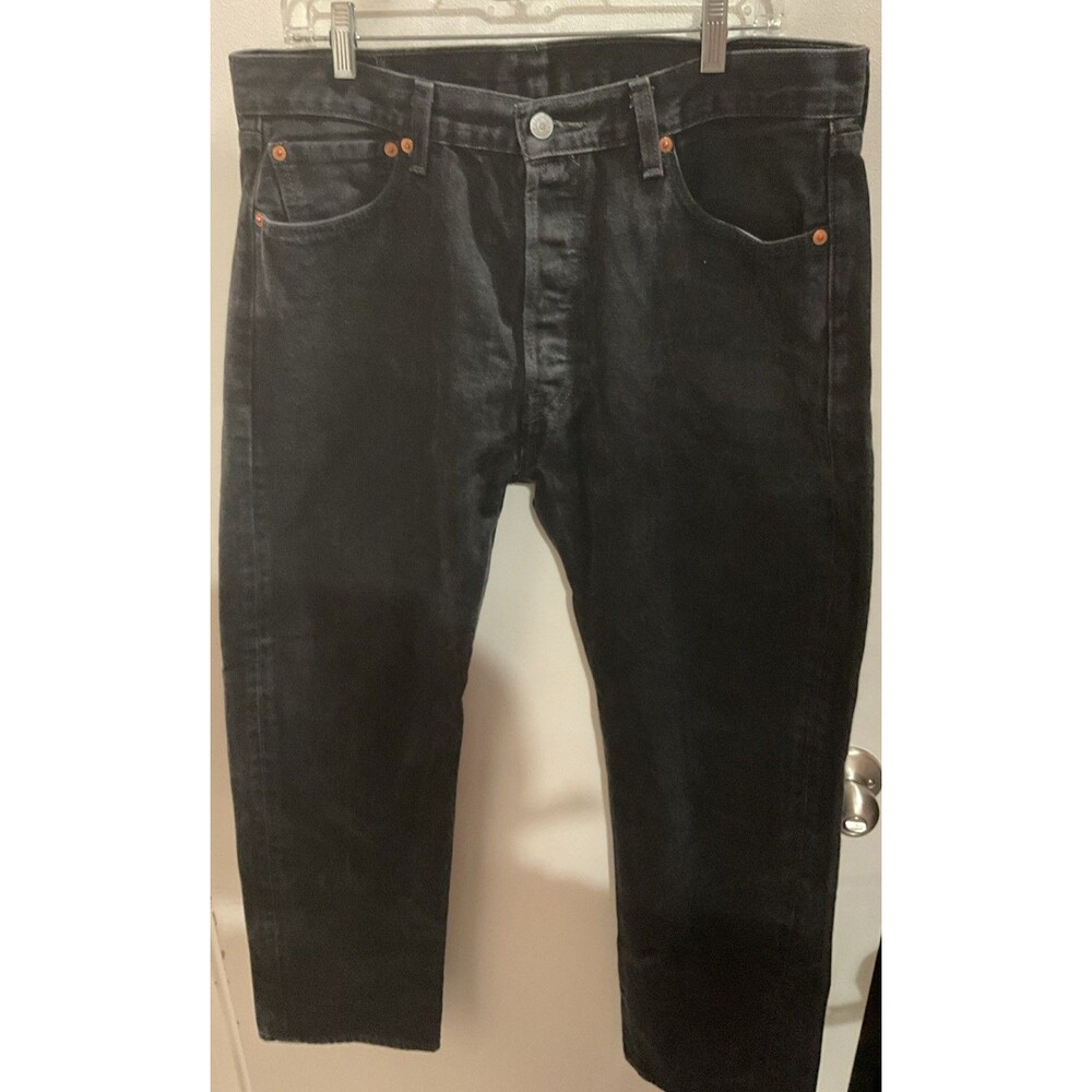 Men's 501 Levi Black Distressed Jeans - Button Fly - Size - 36x32